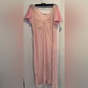 Vintage Arabéla maxi nightgown lingerie cut out pleats belt sheer 70s 60s XXL 2X